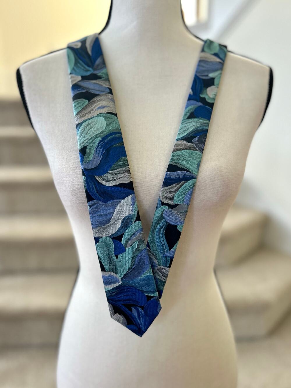 Paisley & Gray Blue Watercolor Tropical Floral Tie
